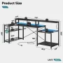 Minaya LED Gaming Desk with Power Outlet, L-Shaped Computer Desk with Monitor Stand - Image 5