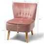 Costway Armless Accent Chair Tufted Velvet Leisure Chair Single Sofa Upholstered Blue - Image 3