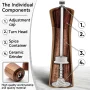 Salt and Pepper Grinder Acacia Wooden Spice Pepper Mill with Strong Adjustable Ceramic Grinder Kitchen Cooking Tools - 10 inch 1Pcs - Image 3