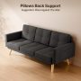 Lofka 68" Sofa and Couch with Side Storage Pocket and 4" Thick Cushions for Living Room, Dark Gray Modern Home Furniture - Image 6