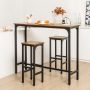 3 Pieces Industrial Bar Table and Chairs Set with Metal Frame - Image 2