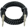 GLS Audio Instrument Cable - 1/4 Inch TS to 1/4 Inch - for Bass/Electric Guitar - Black/Grey Braided Tweed, 20 Ft - Electric Guitar Cable - Image 1