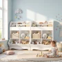 Homfa Kids Toy Storage Organizer, White Bookcase with Toy Box, Toy Chest Storage Cubbies with Bins for Nursery Playroom Bedroom - Image 2