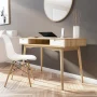May 47.25 in. Rectangle Natural and White Wood 2-Drawer Desk with Shelf - Image 5