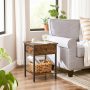 VASAGLE Nightstand, Bedside Table with Drawer, Side Table, End Table, for Bedroom, Office, Industrial, Rustic Brown and Black ULET55BX - Image 2