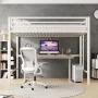 Amolife Twin Size Loft Bed Frame, Metal Bunk Bed with Removable Ladder and Full-Length Guardrail, Safe Heavy-Duty Frame, White - Image 2