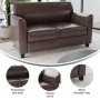 Hercules Diplomat 52 in. Brown Faux Leather 2-Seat Loveseat with Flared Arms - Image 4