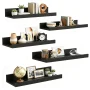 Sindcom 16inch Floating Shelves for Wall, Wall Shelves for Decor Storage, Wall Mounted Wood Shelves for Bedroom, Living Room, Bathroom, Kitchen, Picture Ledge Shelves, 5 Pack, Black - Image 1