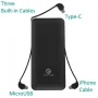 Slim 10000mAh Portable Battery Charger Backup Power Bank Extra USB Port with Built-in Cables and AC Plug [All-in-One] Compatible With Samsung Galaxy S10e S10+ S10 Halo - Image 4
