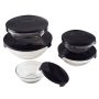 10-Piece Glass Bowl Set with Black Lids - Image 4