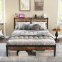 Full Size Twin/Full/Queen Size Bed Frame with Charging Station and Storage Headboard - Image 4