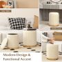 Golden Velvet/Linen Fabric Storage Ottoman Set of 2 - Image 6