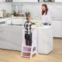 Toddler Kitchen Stool Baby Standing Tower with Chalkboard and Whiteboard - Image 1