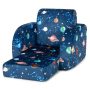 Blue 3-in-1 Convertible Kid Sofa Bed Flip-Out Chair Lounger for Toddler - Image 6