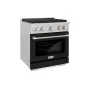 ZLINE - 30 in. Wide 4 Burner 4.2 cu. ft. Paramount Dual Fuel Freestanding Satin Steel Range with Cooktop - Satin Steel/Black Matte - Image 3