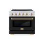 ZLINE - 36 in. Wide 5 Elements Autograph 5.2 cu. ft. Paramount Freestanding Induction Range with Gold Accents with Black Door - Matte Black - Image 1