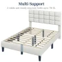 Renwick Full Size Upholstered Platform Bed with Square Tufted Headboard, Beige - Image 6