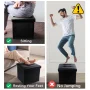 LotFancy 13 in Faux Leather Storage Ottoman Cube,Square Foot Stool Ottoman with Storage,Black - Image 5