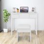 Vanity Makeup Dressing Table Set with Flip Top Mirror and Cushioned Stool - Image 1