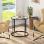 20 Inch Glass End Table with Metal Frame and Faux Marble Glass Top - Image 5