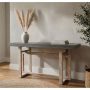 59.4 in. Rustic Light Brown Rectangle Mango Wood Artisan Crafted Console Table with Geometric Interlocked Base - Image 4