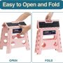 Flottian 13" Folding Step Stool for Adults and Kids Holds Up to 300 lbs,Non-Slip Folding Stools with Handle, Compact Plastic Foldable Step Stool for Bathroom,Bedroom, Kitchen,Sakura Pink,1PC - Image 3