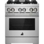 JennAir - 30 in. Wide 4 Burner RISE 4.1 Cu. Ft. Self-Cleaning Freestanding Dual Fuel Convection Range - Stainless Steel - Image 1