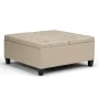 Simpli Home Harrison 36" Transitional Square Coffee Table Ottoman in Satin Cream - Image 2