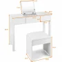 Costway White Vanity Dressing Table Furniture Stool Storage Box - Image 2