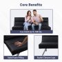 76.6 in Contemporary Faux Leather Armless Futon Sofa Bed with Chrome Legs - Rectangle Folding Design in Black - Image 6