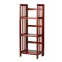 38 in. Mahogany Wood 3-shelf Folding Etagere Bookcase - Image 1