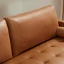 Goodwin 75.6 in. Square Arm Faux Leather Rectangle Sofa with Bolster Pillows in Caramel Brown - Image 4