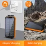 49800mAh Solar Power Bank Portable Solar Charger Built in 3 Cables and 5W Wireless Charger Power Bank,Built-in Super Bright Flashlight,Battery Pack Suitable for Outdoor Camping Hiking(Orange) - Image 3