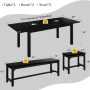 iPormis 5-Piece Dining Table Set for 4-8 People, Extendable Kitchen Table Set with 2 Benches and 2 Square Stools, Black - Image 2
