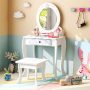 Kids 2-in-1 Princess Makeup Table and Chair Set with Removable Mirror - Image 2