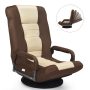 Foldable 360-Degree Swivel Gaming Floor Chair with Adjustable Backrest - Brown - Image 6