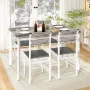 Cvortll Dining Table Set for 4 with PU Leather Chairs, Modern Wooden Kitchen Table, Square Dinette Set, Gray - Image 4