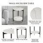 16.7 in. White Round Slate Stone Coffee Table and Single Upholstered Armchair with 3 Pieces - Image 5