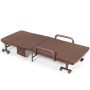 Brown Adjustable Folding Guest Bed Frame with Mattress and Wheels - Image 3