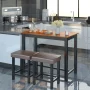 Costway 3 Piece Pub Table Set Counter Height Kitchen Breakfast Bar Dining Table W/Stools Black - Image 4