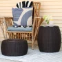9 in. H Brown Resin Wicker Foot Stool Ottoman - Gray - Image 4