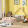 Euroco Full Size Wood Floor Bed for Kids Room, Natural - Image 2