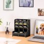 Marbrasse Wooden Desk Organizer, Multi-Functional DIY Pen Holder, Organizer for desk, Desktop Stationary, Easy Assembly, Home Office Art Supplies Storage with Drawer (B11-Black) - Image 2