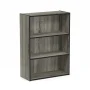 31.5 in. French Oak Gray Wood 3-shelf Standard Bookcase with Storage - Image 3