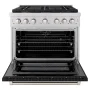 ZLINE - 36 in. Wide 6 Burner 5.2 cu. ft.  Paramount Dual Fuel Freestanding Range with  Convection Oven - Satin Steel/Black Matte - Image 2