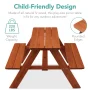 Best Choice Products Outdoor Wooden Kids Picnic Table with Umbrella, Activity Table, 220 lb Capacity - Aqua - Image 3