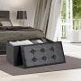 HomGarden 30'' PVC Leather Storage Ottoman Bench Foldable Footrest Stool Padded Seat 350lbs Black - Image 2