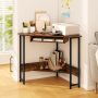 Triangle Corner Desk with Charging Station Keyboard Tray and Storage Shelf - Image 5
