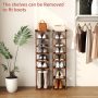 HOMEFORT 7-Tier Wood Shoe Rack, Entryway Shoe Tower,Vertical Shoe Organizer, Wooden Shoe Storage Stand, Rustic Brown - Image 4