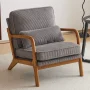 Lemley Mid Century Solid Wood Accent Chair Upholstered Armchair with an Extra Pillow - Image 4